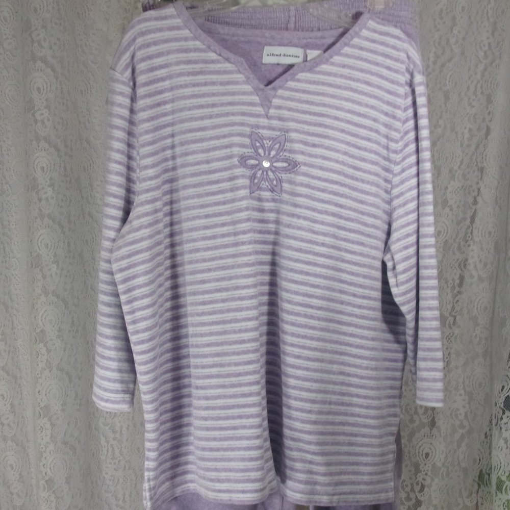 Alfred Dunner 2pcs Lavender Heavy Velour Track Leisure Suit Set
